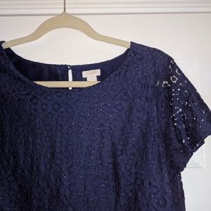 J Crew Blue Eyelet Top
